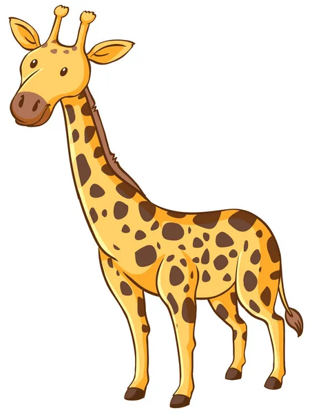 Jolie Girafe Debout Sur Fond Blanc Illustration — Image vectorielle