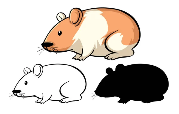 Ensemble Illustration Dessin Animé Hamster — Image vectorielle