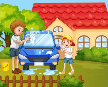 Evde güzel vakit geçiren bir aile sahnesi.