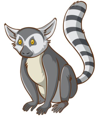 Beyaz arkaplan illüstrasyonunda şirin lemur
