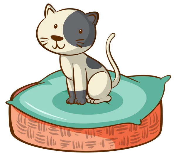 Roztomilý Kočka Sedí Košíku Ilustrace — Stockový vektor