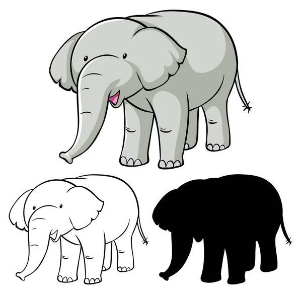 Set Elephant Cartoon Illustration — Stock Vector
