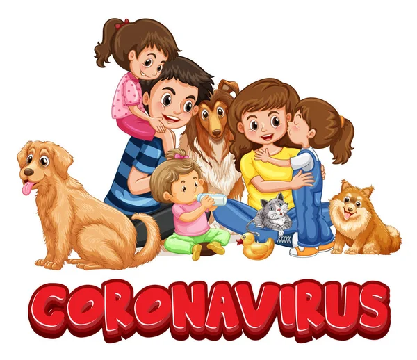 Εικονογράφηση Coronavirus Και Μελών Της Οικογένειας — Διανυσματικό Αρχείο