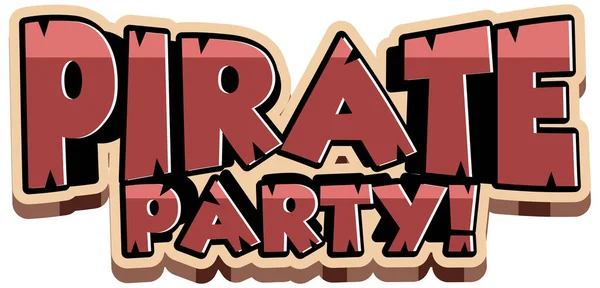 Font Design Word Pirate Party White Background Illustration — Stock Vector