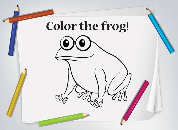 Children Frog Coloring Worksheet Illustration — Stock Vector