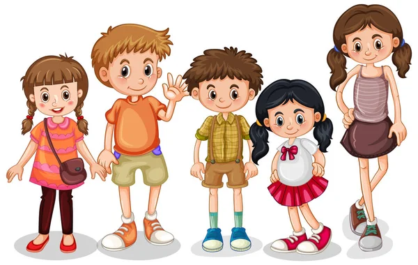 Conjunto Crianças Pequenas Personagem Ilustração — Vetor de Stock