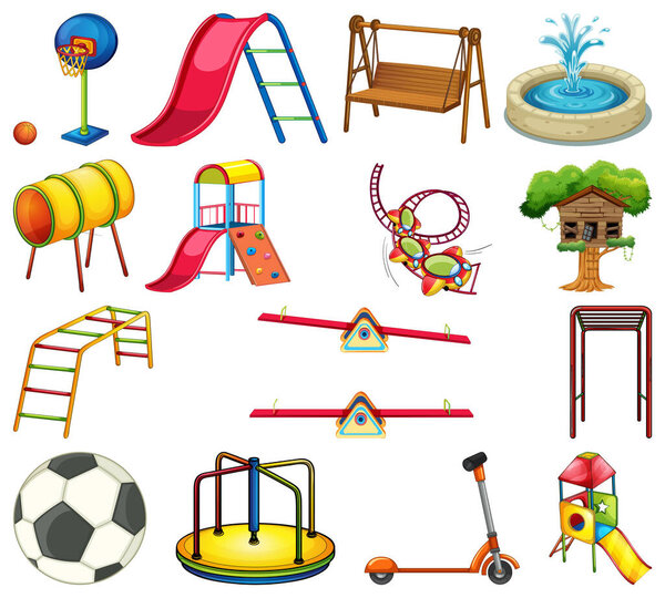 Large set of play stations in the playground illustration
