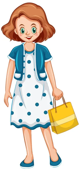 Woman Holding Shopping Bag White Background Illustration — Stock Vector