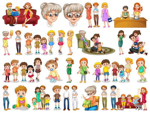 Grupo Ilustración Personajes Miembros Familia — Vector de stock