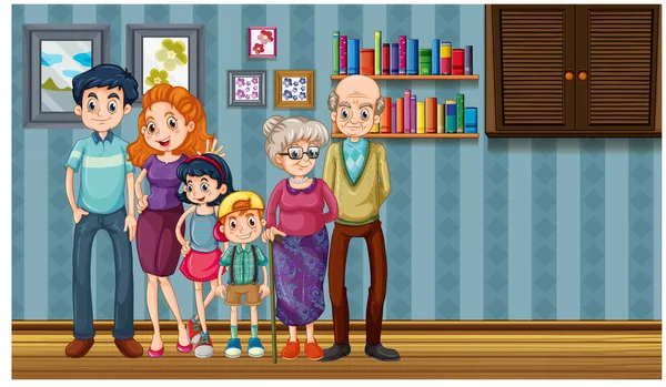 Scen Med Människor Familjen Avkopplande Hemma Illustration — Stock vektor