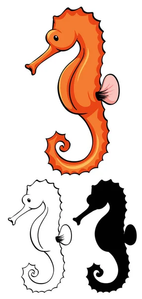 Set Seahorse Cartoon Illustration — Stock Vector