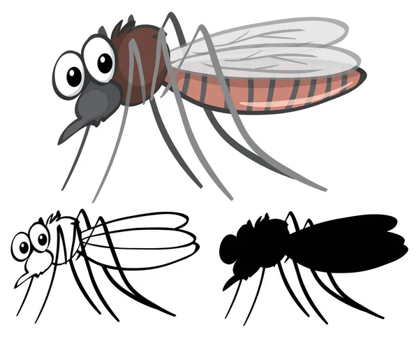 Conjunto Ilustración Dibujos Animados Mosquitos — Vector de stock