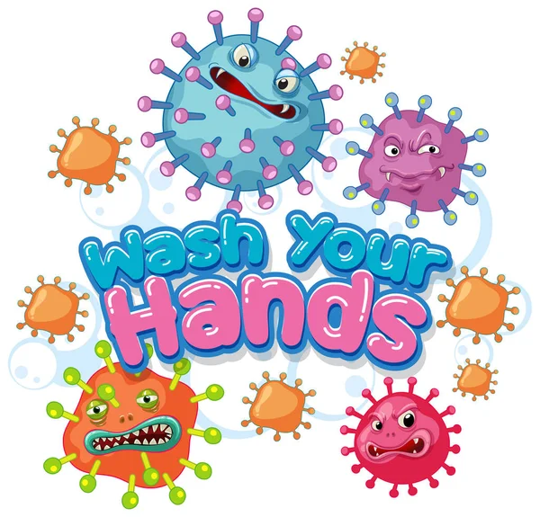 Coronavirus Poster Design Word Wash Your Hands Illustration — Stock Vector