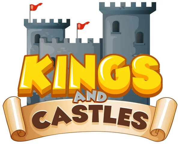 Projektowanie Czcionki Dla Word Kings Castles White Background Illustration — Wektor stockowy