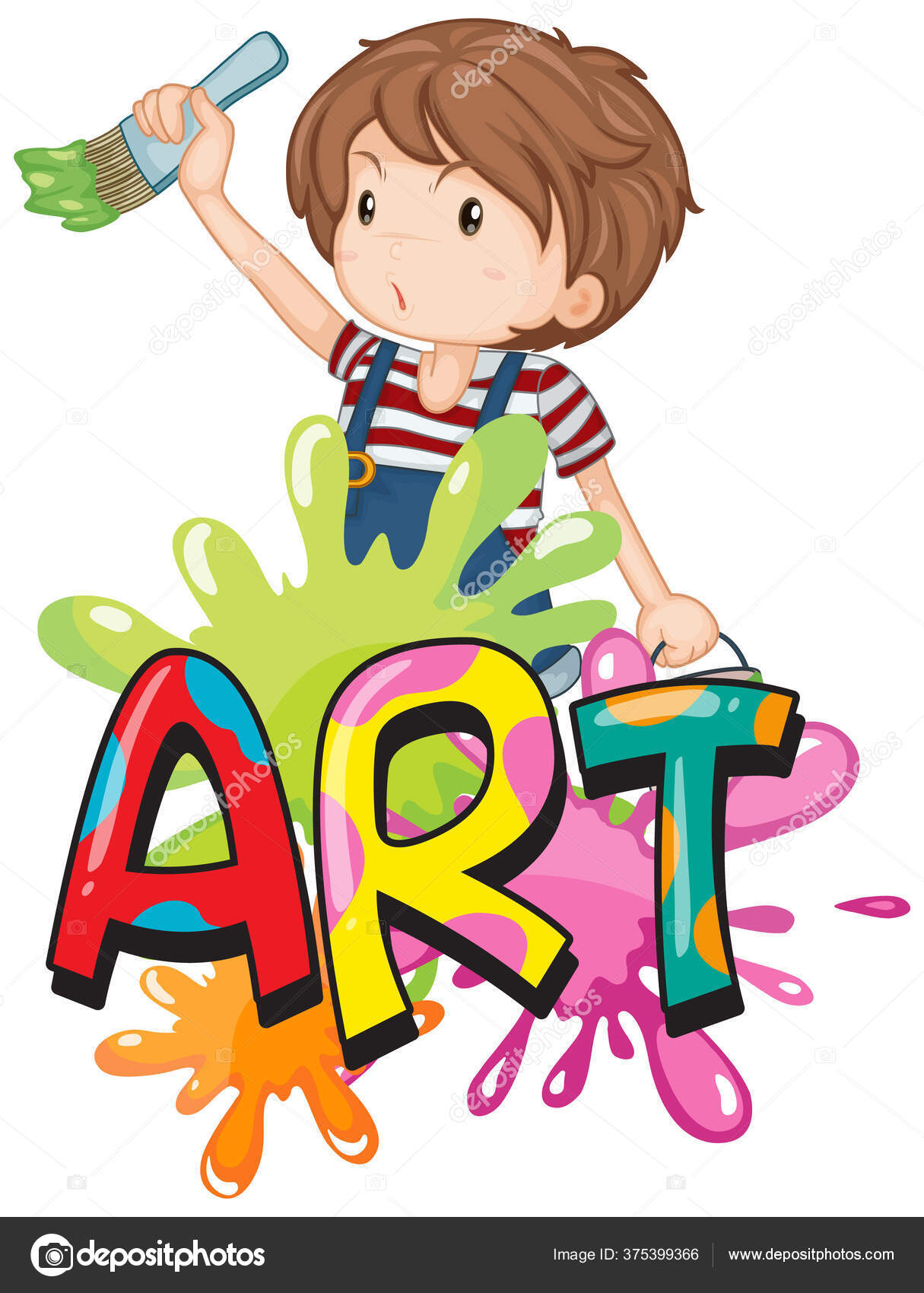 Font Design Word Art Kid Painting Background Illustration Stock Vector