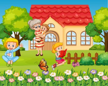 Evde resimde rahatlayan insanların olduğu bir sahne