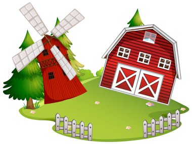 Beyaz arkaplandaki izole çiftlik evi