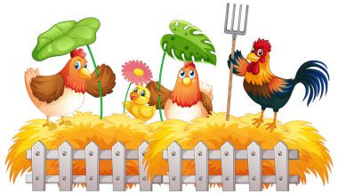 Çiftlik hayvanları illüstrasyonlu çiftlik teması
