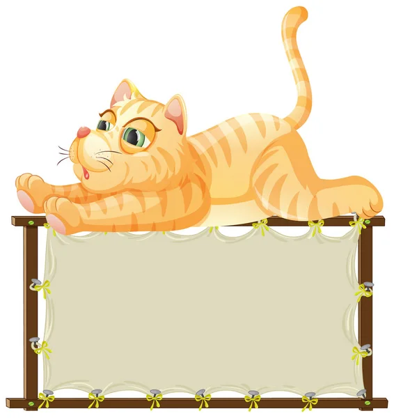 Board Template Cute Cat White Background Illustration — Stock Vector