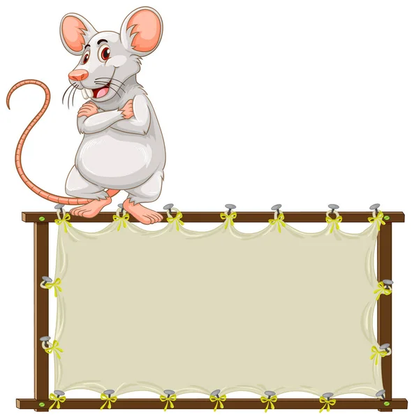 Plantilla Tablero Con Ratón Lindo Ilustración Fondo Blanco — Vector de stock