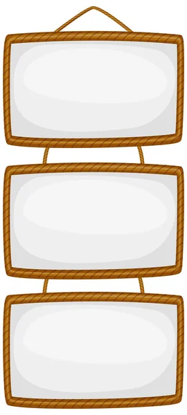 Blank Sign Template Wooden Frames White Background Illustration — Stock Vector