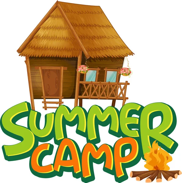 Projektowanie Czcionki Word Summer Camp White Background Illustration — Wektor stockowy