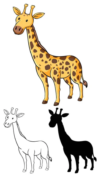 Set Van Giraffe Cartoon Illustratie — Stockvector