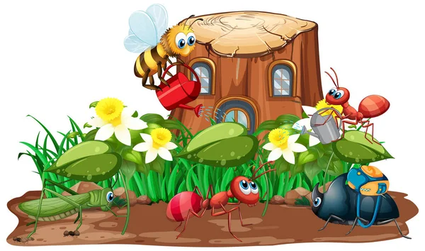 Illustration Des Insectes Dans Nature — Image vectorielle