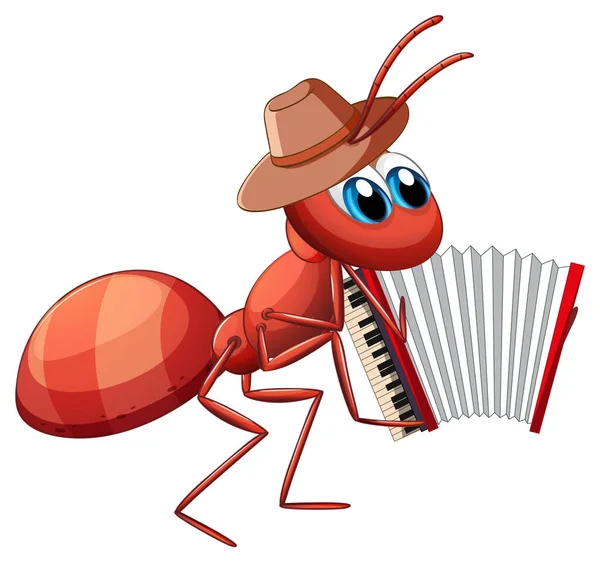 Mucian Ant Playing Accordion Illustration — Stock Vector