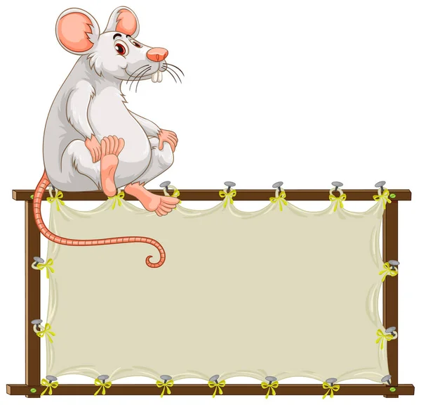 Modello Bordo Con Mouse Carino Sfondo Bianco Illustrazione — Vettoriale Stock