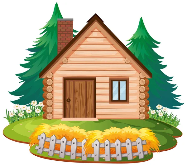 Isolated Cottage Wood Illustration — Stock Vector
