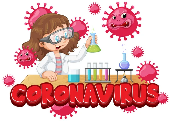 Bilim Adamı Laboratuvar Resimlerinde Koronavirüs Deneyleri Yapıyor — Stok Vektör