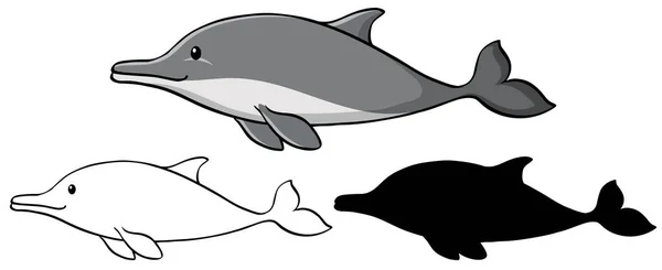 Set Illustrazione Cartone Animato Delfino — Vettoriale Stock