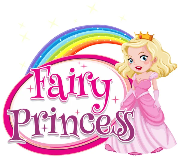 Návrh Písma Pro Slovo Fairy Princess Cute Princess Pink Illustration — Stockový vektor