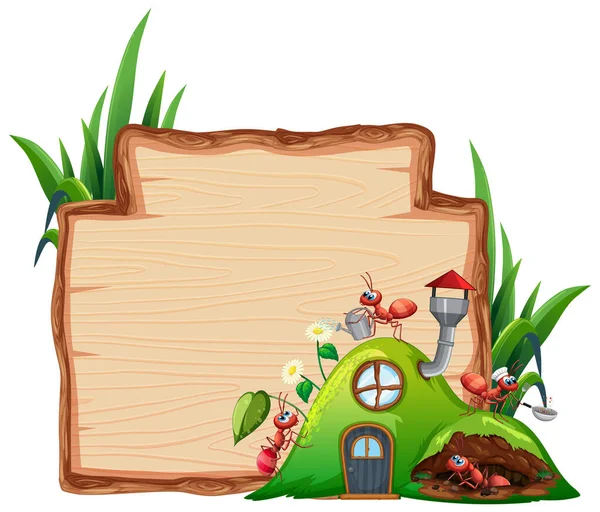 Grens Template Ontwerp Met Insecten Tuin Achtergrond Illustratie — Stockvector