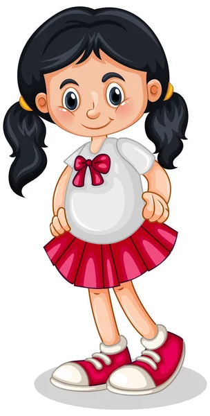 Cute Girl Cartoon Character Illustration — Stock Vector