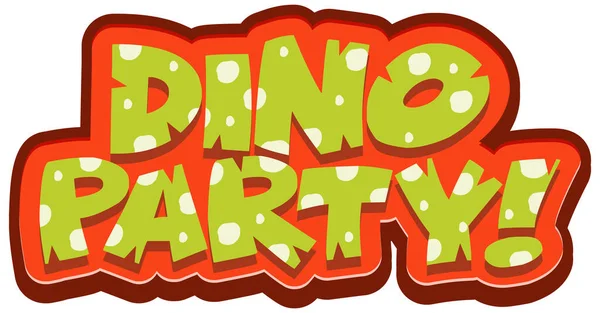 Design Del Carattere Parola Dino Party Sfondo Bianco Illustrazione — Vettoriale Stock