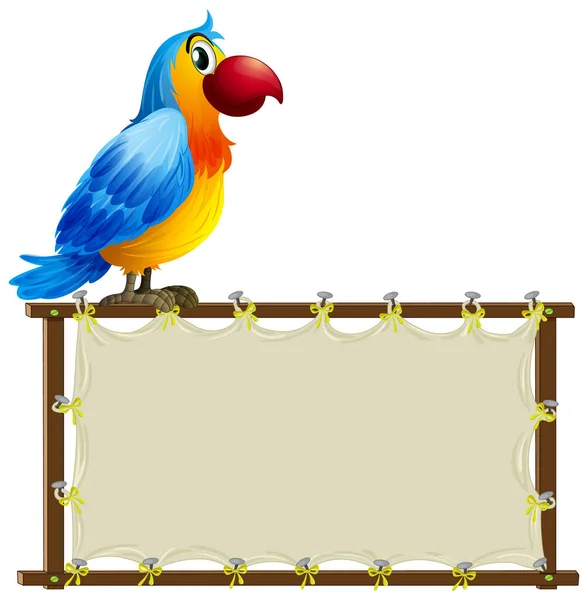 Desková Šablona Roztomilým Macaw Bílém Pozadí Ilustrace — Stockový vektor