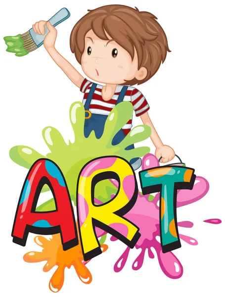 Σχεδιασμός Γραμματοσειράς Για Λέξη Τέχνη Παιδική Ζωγραφική Στην Απεικόνιση Φόντου — Διανυσματικό Αρχείο