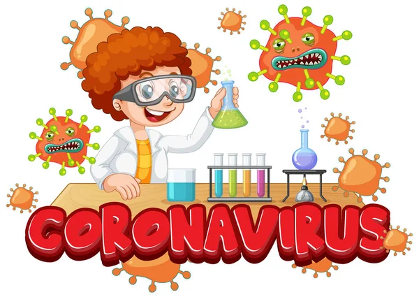 Laboratuvar Illüstrasyonunda Koronavirüs Deneyi — Stok Vektör