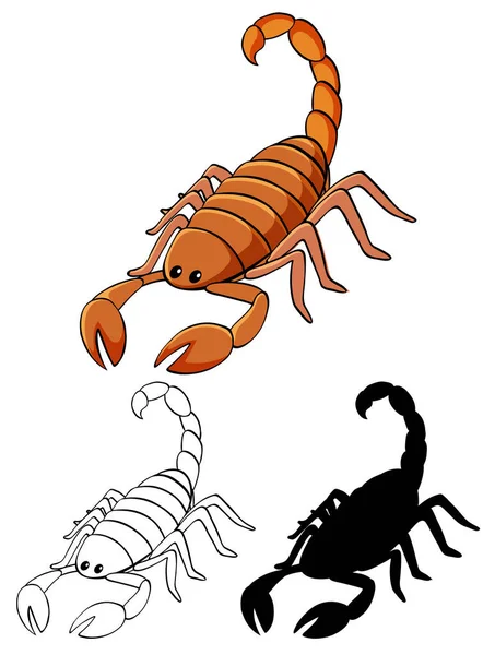 Conjunto Ilustración Dibujos Animados Escorpión — Vector de stock