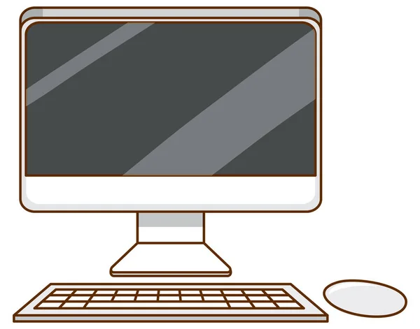 Computer Set Met Toetsenbord Display Witte Achtergrond Illustratie — Stockvector