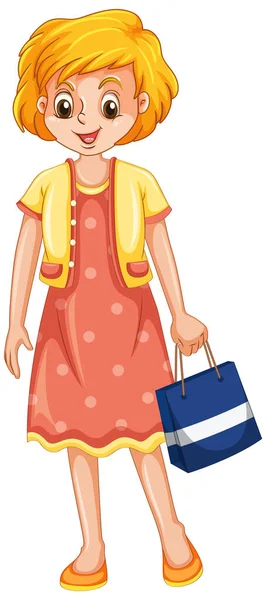 Femme Avec Illustration Sac Provisions — Image vectorielle