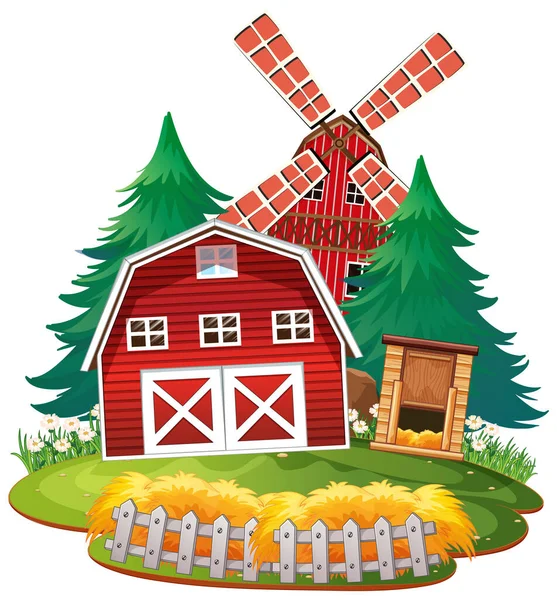 Isolierte Bauernhaus Auf Weißem Hintergrund Illustration — Stockvektor