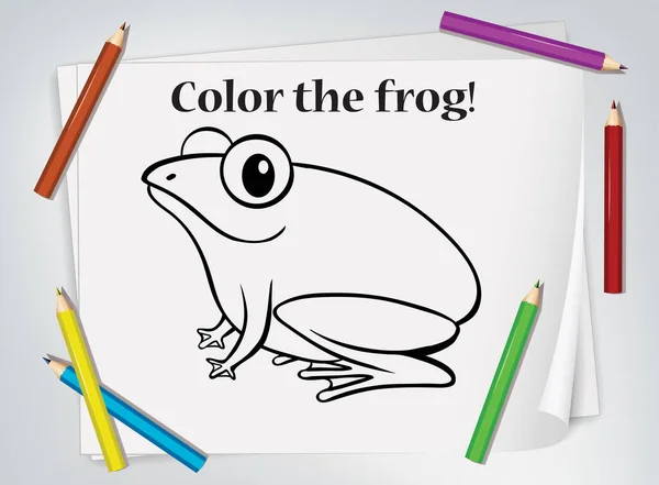 Frog Colouring Worksheet Template Illustration — Stock Vector