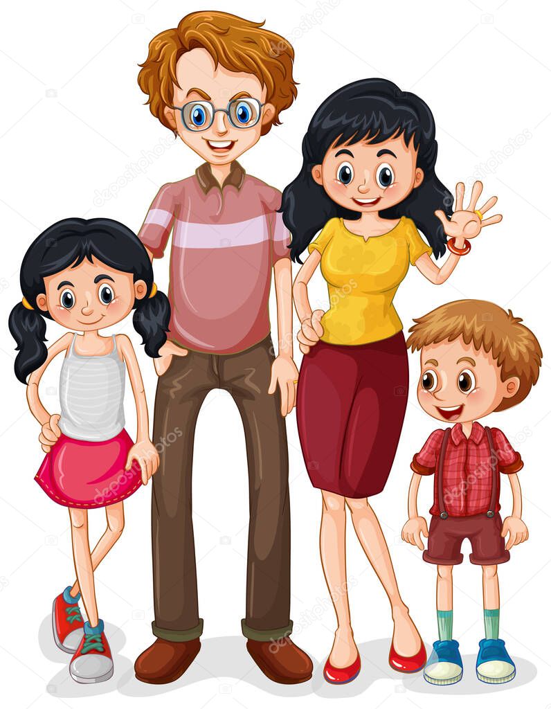 Family member cartoon character on white background illustration