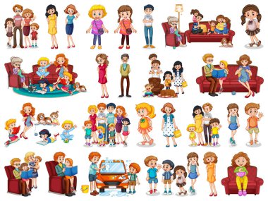 Bir dizi aile karakteri çizimi