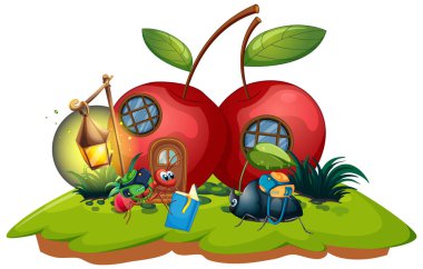 Peri okulu illüstrasyonunda böcek öğrencisi