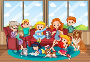 Aile resimleriyle evde kalan insanların olduğu sahne