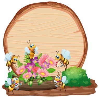 Bahçe arka planında hayvanların yer aldığı bir şablon imzala